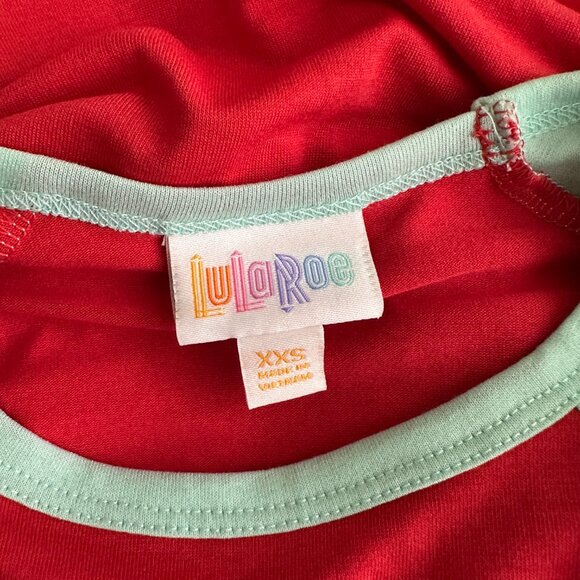2/$24 LuLaRoe Randy T Raglan Tee 3/4 Sleeve Orange Teal XXS #A0616 TRB3 - Picture 5 of 9